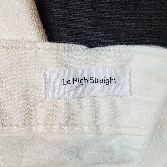 Frame Women Size 24 Le High Straight Jean Raw Stagger Hem Distressed White - Picture 6 of 9